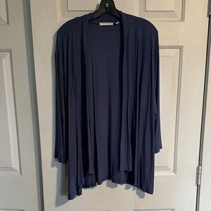 Notations Blue Open Drape Front Cardigan